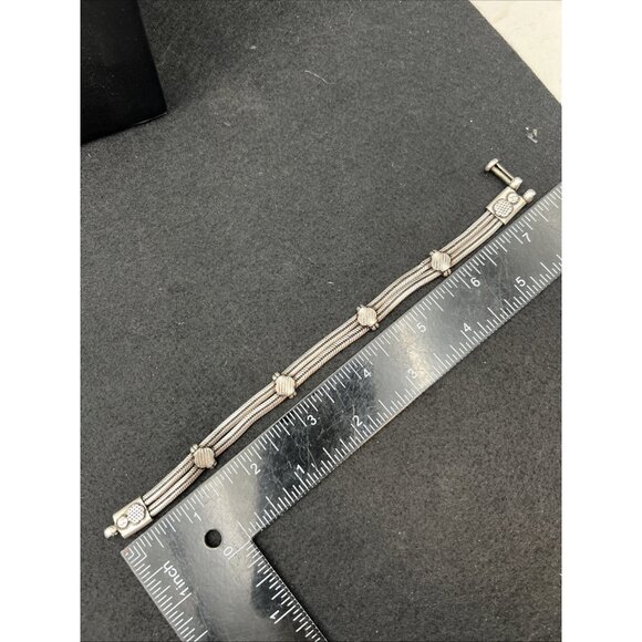 Vintage Sterling Silver Rajasthan India Wheat Link Bracelet 7" Pin Clasp 24.6g - Picture 14 of 16